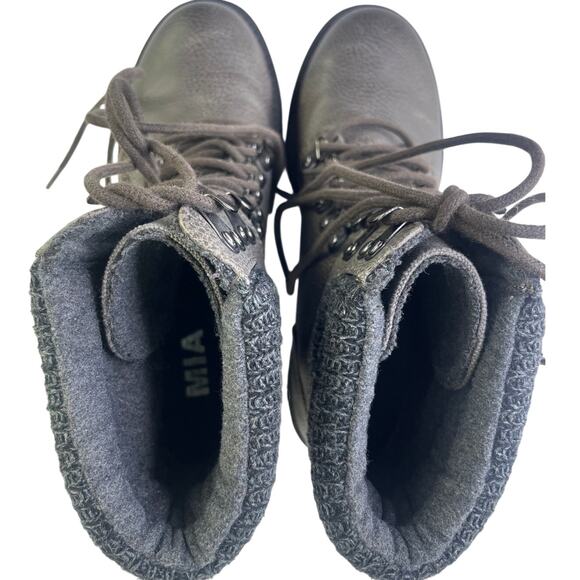 MIA Women's Lindsey Gray Knit Cuffed Ankle Boot Chunky Hiking Combat Size 6.5 - Picture 8 of 12